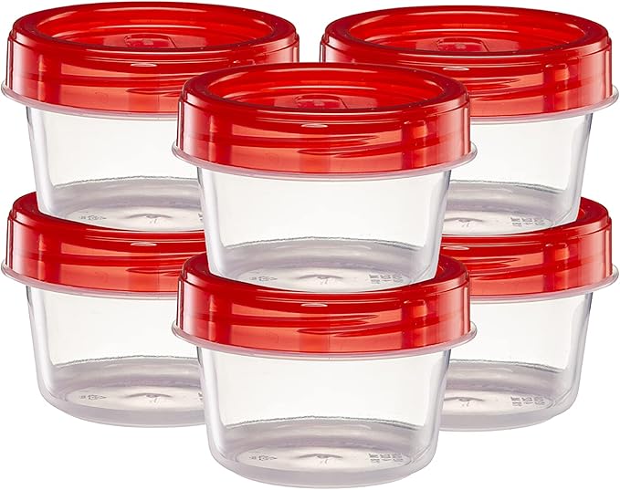 ELEGANT DISPOSABLES (4 Ounce 20 Pack) Twist cap Containers Clear Bottom With Red Top Screw on Lids Twist Top Food Storage Freezer Containers