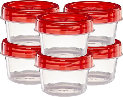 ELEGANT DISPOSABLES (4 Ounce 20 Pack) Twist cap Containers Clear Bottom With Red Top Screw on Lids Twist Top Food Storage Freezer Containers