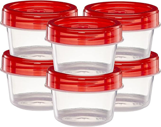 ELEGANT DISPOSABLES (4 Ounce 20 Pack) Twist cap Containers Clear Bottom With Red Top Screw on Lids Twist Top Food Storage Freezer Containers