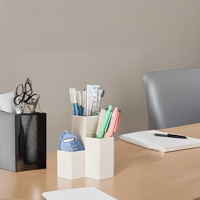 Pencil Holder for Desk Pens Cup Pencil Organizer Cute Desk Accessories Desktop Supplies for Office/School/Home (White)