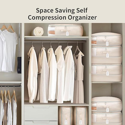 Comforter Storage Bag 66 L - 2 Pack Blanket Storage Organizer Compression Bags, Large Capacity Ultra Space Saving Self Organize for Bedding, Pillow, Duvet, Sheet Storage with Zipper Window