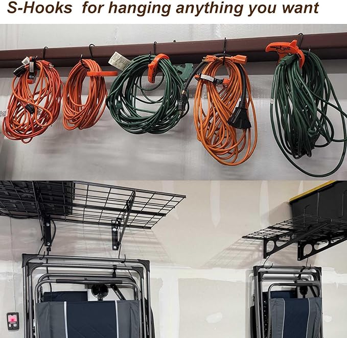 DaylyFav 8 Pack Black S Hooks, 5.5" Vinyl Coated Non-Slip Heavy Duty Steel Metal Utility Hooks Large S-Hook for Hanging Plants Flower Baskets Bird Feeders Coats Hats Bags Purses Towels, Holds 65 Lbs