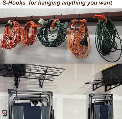 DaylyFav 8 Pack Black S Hooks, 5.5" Vinyl Coated Non-Slip Heavy Duty Steel Metal Utility Hooks Large S-Hook for Hanging Plants Flower Baskets Bird Feeders Coats Hats Bags Purses Towels, Holds 65 Lbs