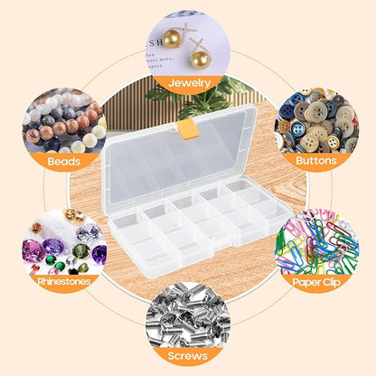 4PACK Extra Thick Bead Organizers, Mini Clear Plastic Storage Box Craft Containers for Nail jewelry rhinestones DIY Supply Case
