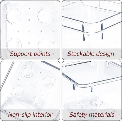 Zuihug 4 PCS Clear Plastic Drawer Organizer, Desk Drawer Divider Organizers and Storage Bins for Makeup, Jewelry, Gadgets for Kitchen, Bedroom, Bathroom, Office (9.0"x3.0"x2.2")