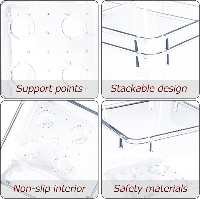 Zuihug 4 PCS Clear Plastic Drawer Organizer, Desk Drawer Divider Organizers and Storage Bins for Makeup, Jewelry, Gadgets for Kitchen, Bedroom, Bathroom, Office (9.0"x3.0"x2.2")