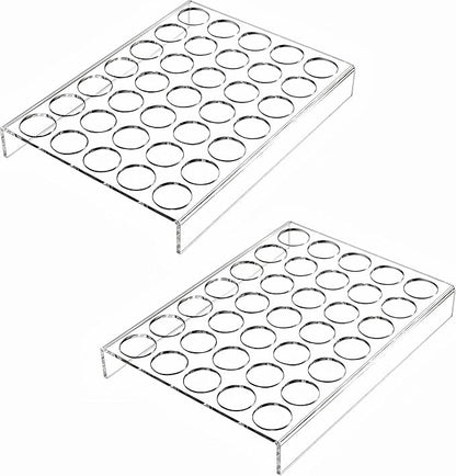 IEEK 2 Pack of 35 Slots Flat Countertop Coffee Pod Holder K Cup Organizer Tray Clear Acrylic Coffee Pod Organizer for Office and Kitchen Counter or Drawer Compatible With KCup Pods