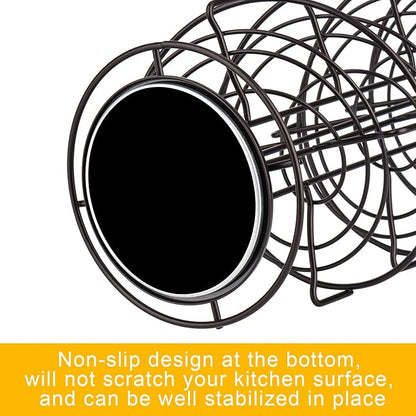 Toplife Spiral Design Metal Egg Skelter Dispenser Rack, Storage Display Rack, Brown
