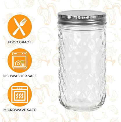 Eathtek 12 oz Mason Jars 20 Pack, 360ml Mini Canning Jars with Regular Lids for Jelly Herbs Spice Honey Storage, Small Glass Jars Candle jars, Extra Lids Tags Label Included