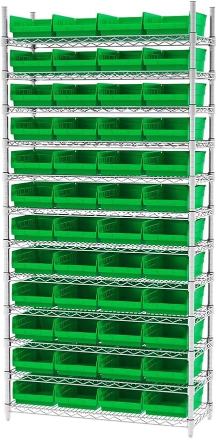 Akro-Mils 30150 Plastic Shelf Bins, Heavy Duty Storage Bins for Garage, Closet, and Drawer Organization, 12-Inch x 8-Inch x 4-Inch, Clear, 12-Pack
