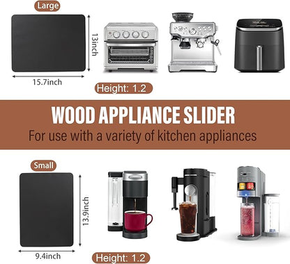 360° Appliance Slider Sliding Tray, Coffee Maker Rolling Tray for Counter Under Cabinet Coffee Pot Mat for Espresso Machine, Toaster, Air Fryer, Quiet Wheels, Black (Large 15.7"×13")