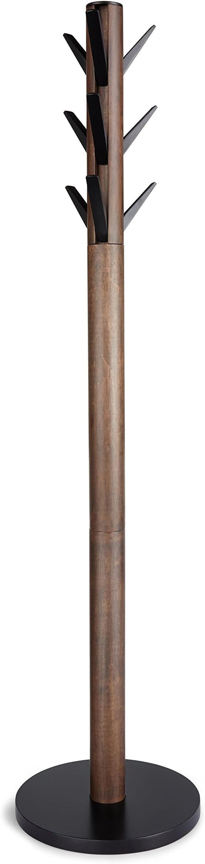 Umbra Flapper Coat Rack, Clothing Hanger, Umbrella Holder, and Hat Organizer, Great for Entryway, Black/Walnut (320361-048)