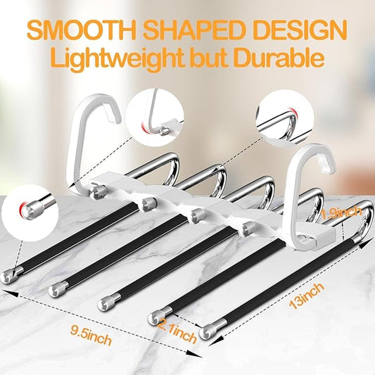 Pant Hangers Space Saving Jean Hangers -No Wrinkle Clothes Hanger - Closet Organizer and Storage, College Dorm Room Essentials Apartment Must Have - 1 Pack