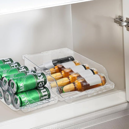 2 Pack Clear Width Adjustable Soda Can Organizer for Refrigerator Expandable Soda Cans Dispenser for Beer Seltzer Pop Can Drink Organizer for Fridge Kitchen Pantry