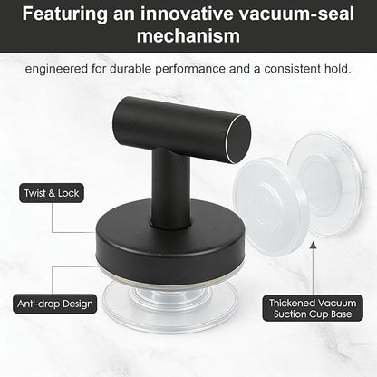 HYLEBOR 8 Pack Suction Cup Hooks for Shower, No-Drill Removable Shower Hooks, Towel Hooks for Bathrooms, for Glass Tile Mirror & Window, Matte Black