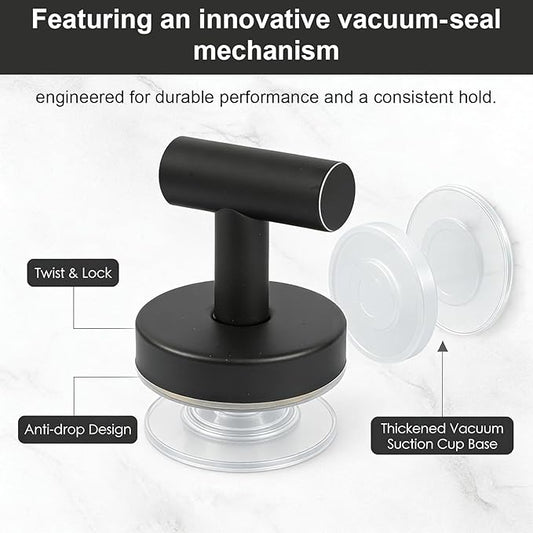HYLEBOR 8 Pack Suction Cup Hooks for Shower, No-Drill Removable Shower Hooks, Towel Hooks for Bathrooms, for Glass Tile Mirror & Window, Matte Black