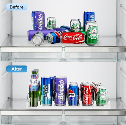 Dayacoco Drink Organizer For Fridge,Soda Drink Dispenser For Fridge,Fridge Can Drink Organizer,12oz 16oz 20oz-Soda Automatic Dispenser For Fridge And Adjustable Width-Holds Up To 30 Cans,6 Rows