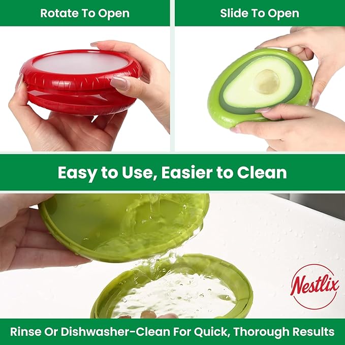 Avocado keeper, Avocado Savers, Veggie Savers- 4pcs Avocado Storage Containers For Fridge Onion Storage Containers Silicon Seal to Wrap Half Cut Fruits Tomato Savers