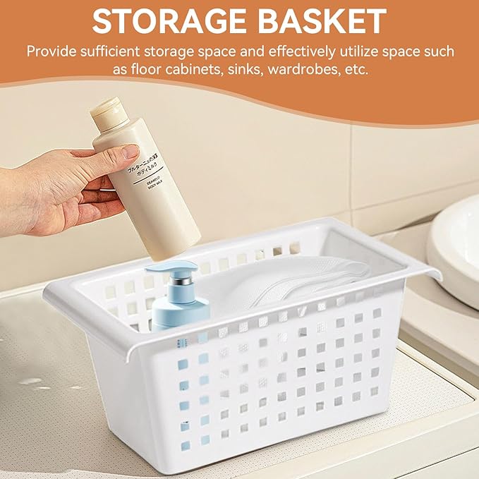 2 Pack Under Shelf Storage Basket Organizer,Hanging Storage Baskets,Hanging Basket for Closet Wardrobe Kitchen for Expandable Rod Under Sink Organizer