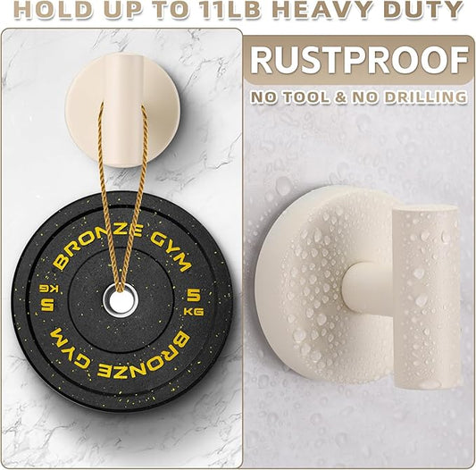 Fenas Suction Cup Hooks for Shower - Bathroom Reusable Hooks for Towels, Robes & Loofah - No-Drill Mounting on Kitchen,Walls,Metal,Glass,Mirrors,Tile & Smooth Non-Porous Surfaces (2, Milk White)