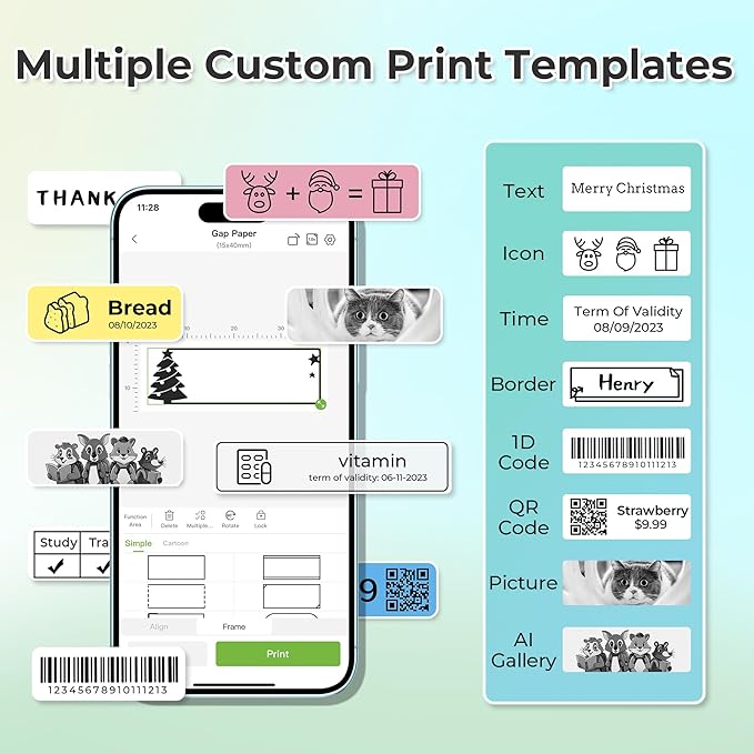 Nelko Label Maker Machine with Tape, P21 Bluetooth Label Printer with 3 Tapes & Case, Wireless Mini Label Makers with Multiple Templates Icon Font Custom for School Office Home, White
