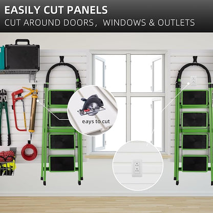Slatwall Panels 4'x8' Garage Slat Wall Storage Systems Garage Wall Organizer, Garage Tool Organizer Wall Mount Slat Board PVC Wall Panels Garage Storage Organization Product White