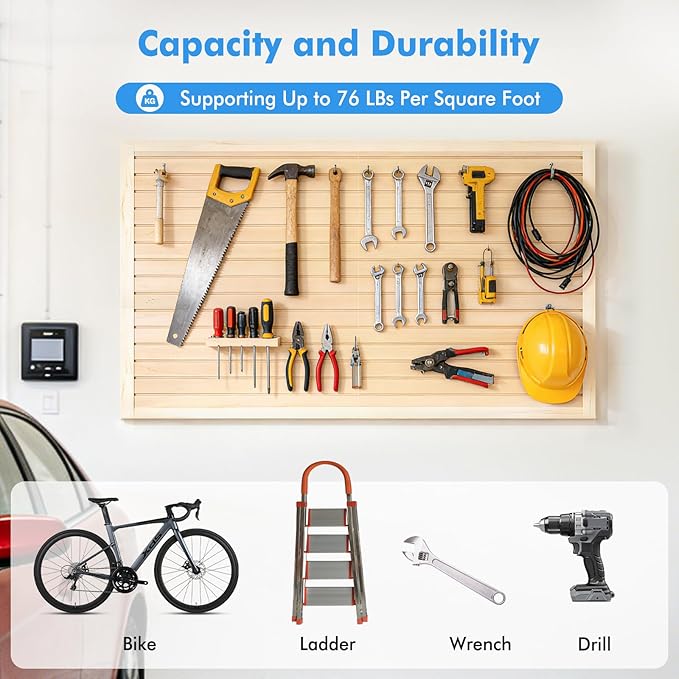 [8x4 Ft²] PVC Slat Wall Paneling, Adjustable Slatwall Panels with Coupling Structure, Slatted Wall Panel System with Customizable Storage Options, DIY Cutting & Easy-to-Install Slatwall Board Shelves