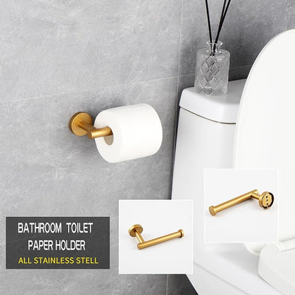 GERZWY Bathroom Toilet Paper Holder Paper Gold Stainless SteelTowel Dispenser Tissue Roll Hanger Wall Mounted