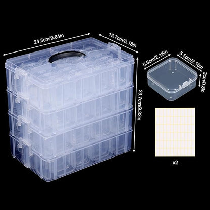 SGHUO Bead Organizer Box, 112pcs Small Organizers, 4-Tier Stackable Storage Container Box for Art Craft Storage, Washi Tape, Kids Toys, Jewelry, Beauty & Sewing Supplies
