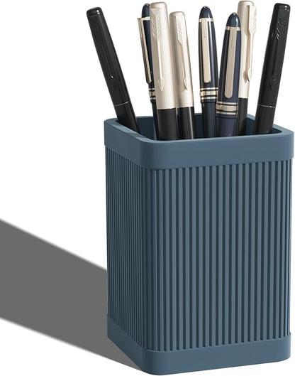 Aesthetic Pen Holder For Desk, Modern Silicone Pencil Holder, Stylish Office Desk Decor, Made of 5 mm Thickened Premium Silicone, Office Desk Organizer And Accessories (Dark Blue)