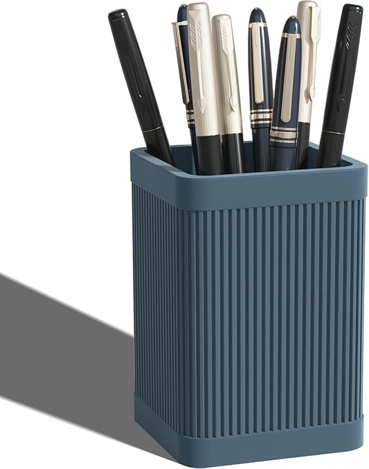 Aesthetic Pen Holder For Desk, Modern Silicone Pencil Holder, Stylish Office Desk Decor, Made of 5 mm Thickened Premium Silicone, Office Desk Organizer And Accessories (Dark Blue)