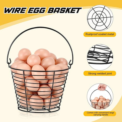 Tandefio 8 Pcs 8" Egg Basket for Storage Collecting Carrying and Transporting Chicken and Duck Eggs, Farm Grade Wire Storage Basket