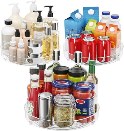 3 Pack Lazy Susan Organizer, 10.7 Inch Lazy Susan Turntable for Cabinet, Turntable Organizer for Pantry Organizers and Storage, Non-Skid Fridge Organizer