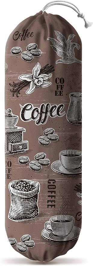 Hglian Grocery Plastic Bag Holder Dispenser, Larger Plastic Bags Organizer, Garbage Trash Bags Storage Keeper, Kitchen Coffee Corner Gifts for Women Coffee Lovers