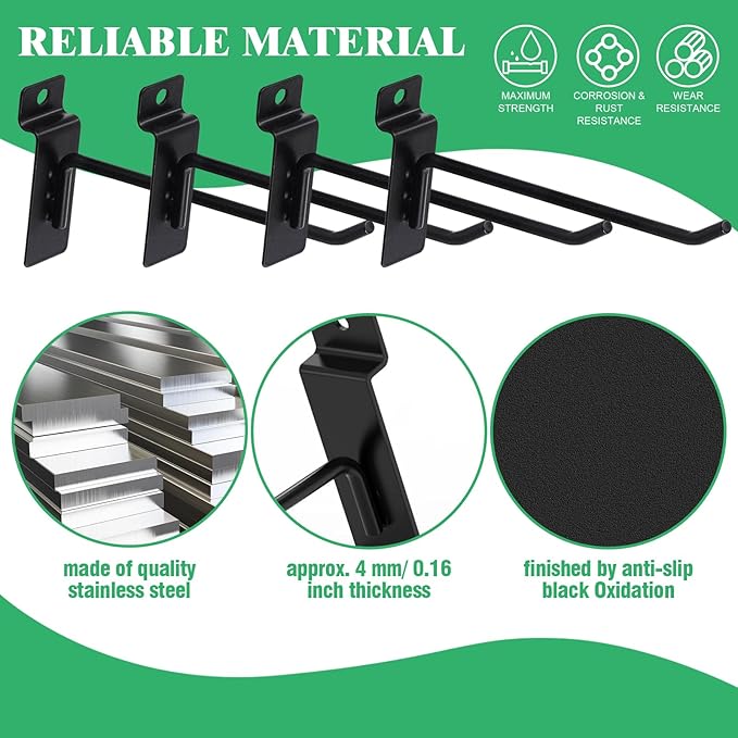 30Pcs 6 Inch/15CM Silver Slatwall Panel Hooks, Heavy Duty Slat Wall Hanging Display Hooks Pegboard Metal Hanger Hook for Gridwall Garage Shop Retail (Wire Diameter 5.6mm/ 0.22”)
