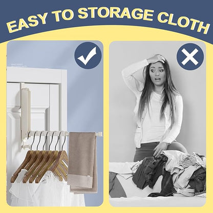 Majewel 2 Pack Adjustable Over The Door Drying Rack for Laundry, Foldable Drying Rack for Clothes, Bags, Towels, Bathroom, White