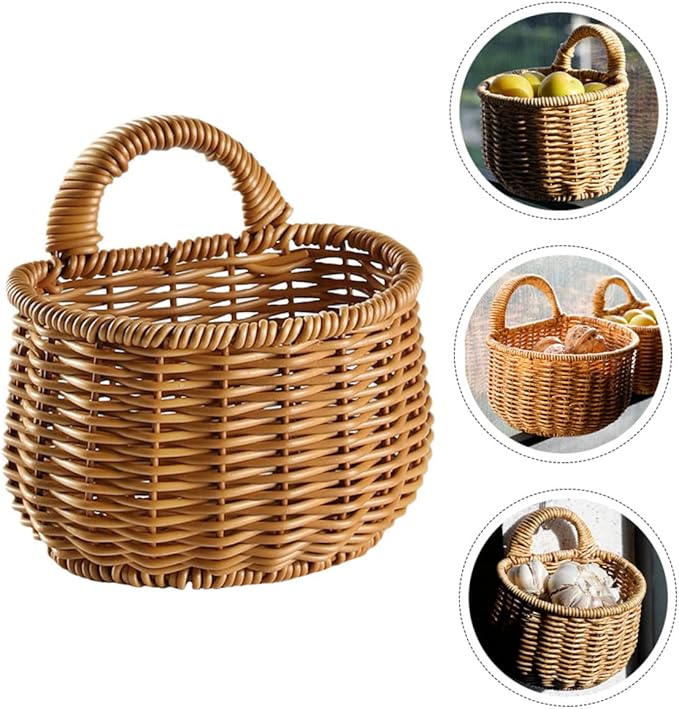 Decorative Woven Storage Basket for Kitchen Wall Mounted Egg and Vegetable Organizer High Grade Garlic and Ginger Container Elegant Design for Home Organization