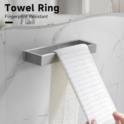 TNOMS Brushed Nickel Towel Bar Set,5-Pieces Bathroom Hardware Accessories Set,Towel Racks Set for Bathroom 23.6 Inch Towel Bar Stainless Steel Wall-Mounted