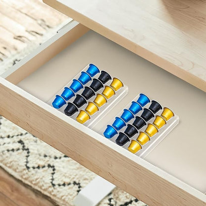 SUMERFLOS 2 Pack Acrylic Clear Coffee Pod Holder Organizer Tray, Coffee Pod Organizer for 15 OriginalLine Pods, Countertop or In Drawer Storage for Office, Home or Kitchen - 30 Pods