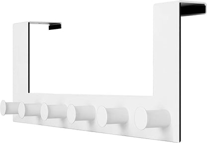 WEBI Over The Door Hooks,Door Hanger,Over The Door Towel Rack,6 Peg Hooks for Hanging,Door Coat Hanger Over The Door Coat Rack for Towels,Clothes,Behind Back of Bathroom,White