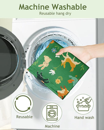 Plastic Bag Holder Organizer - 1 Pack Reusable Canvas Grocery Bags Holder Hanging Wall Cute Aesthetic Shopping Bag Storage Dispenser with Drawstring Closure for Kitchen Home, Pets
