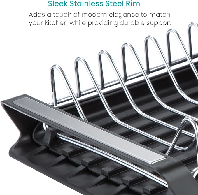 Home Zone Living Small Collapsible Dish Drying Rack for RVs and Small Kitchens with Adjustable Length and Utensil Caddy