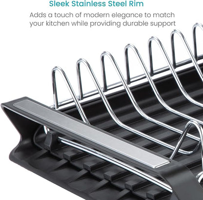 Home Zone Living Small Collapsible Dish Drying Rack for RVs and Small Kitchens with Adjustable Length and Utensil Caddy