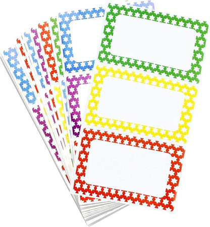 MFLABEL® Colorful Plain Name Tag Labels - 200 Star Stickers, 3.5" x 2.25" Name Tags for Office, Meetings, School, Home, Events, Parties - Durable, Easy to Use, Multipurpose Labels