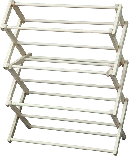 Peaceful Classics Wooden Laundry Rack - Amish Handmade Wooden Clothes Drying Rack - Foldable Drying Rack for Towel, Blanket, Linen Household Essentials - for Indoor Or Outdoor Use (38" x 30" x 13")