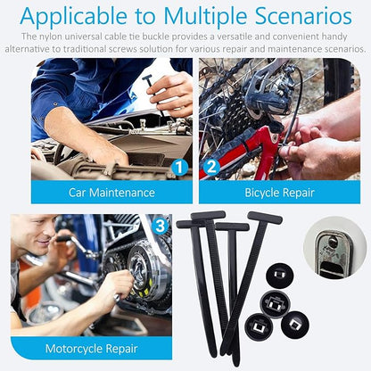 2026 Upgraded Nylon Universal Cable Tie Buckle, Heavy Duty Self-Locking Rivet Zip Ties, Multifunctional Cable Tie Buckle for Car Daily Repair, Home, Office, Garden, Workshop(50Pcs)