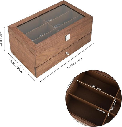 BAOJULONG Wooden Sunglasses Organizer Box, Eyewear Display Eyeglass Case, Glasses Storage Box Sunglass Holder Gifts