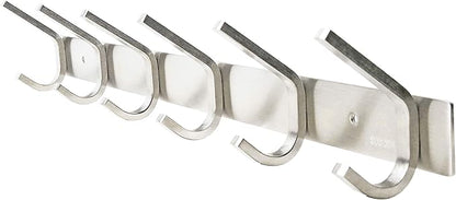 WEBI Heavy Duty SUS 304 Coat Bath Towel Hook Hanger Rail Bar with 6 Hooks, Brushed Finish for Bedroom, Bathroom,Foyers,Hallways Home,Office, C-CBG06