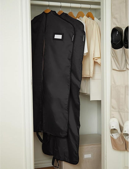 Covermates Keepsakes Garment Bag Set - Premium Polyester - Full Length Zipper - ID Window - Carrying Handles - Closet Storage, Black
