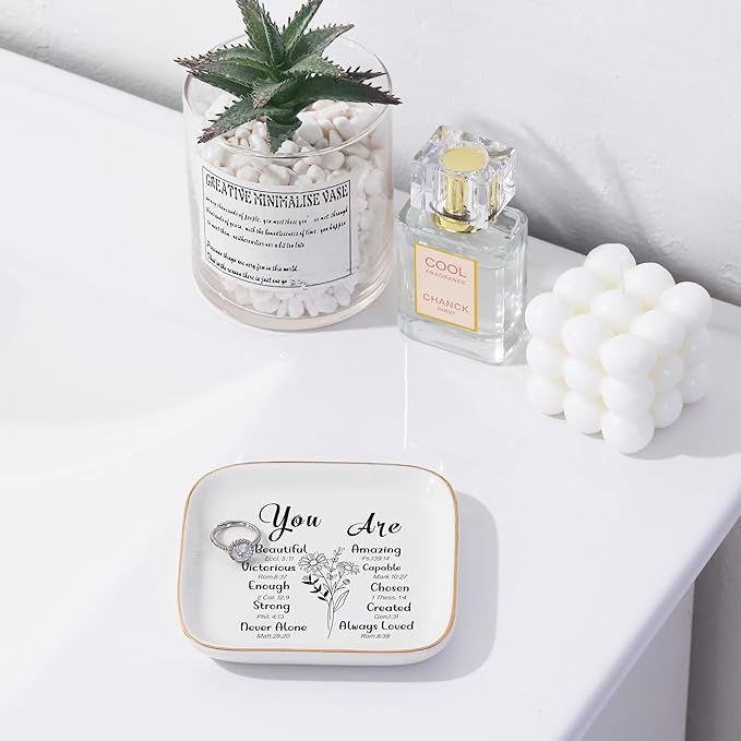 Christian Bible Verse Jewelry Dish for Women: Inspirational Religious Gifts for Birthdays & Mother's Day